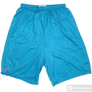 Vintage Dodger Mens Sz Medium Turquoise Athletic Shorts Drawstring Made USA